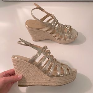 Light gold espadrille wedges